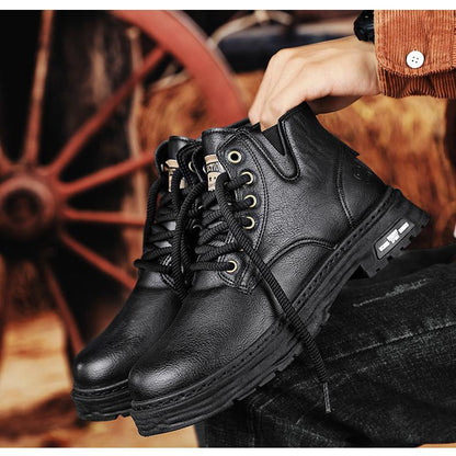 🔥New Year Hot Sale🔥Vintage PU leather lace-up boots for men