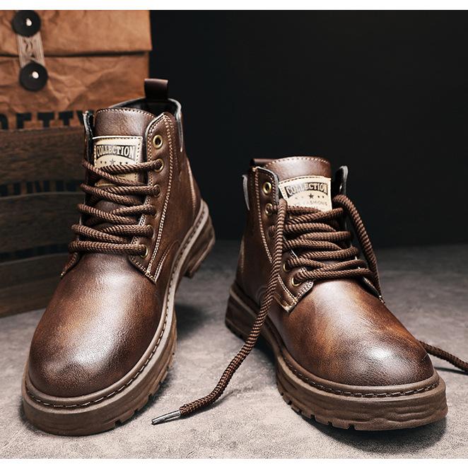 🔥New Year Hot Sale🔥Vintage PU leather lace-up boots for men