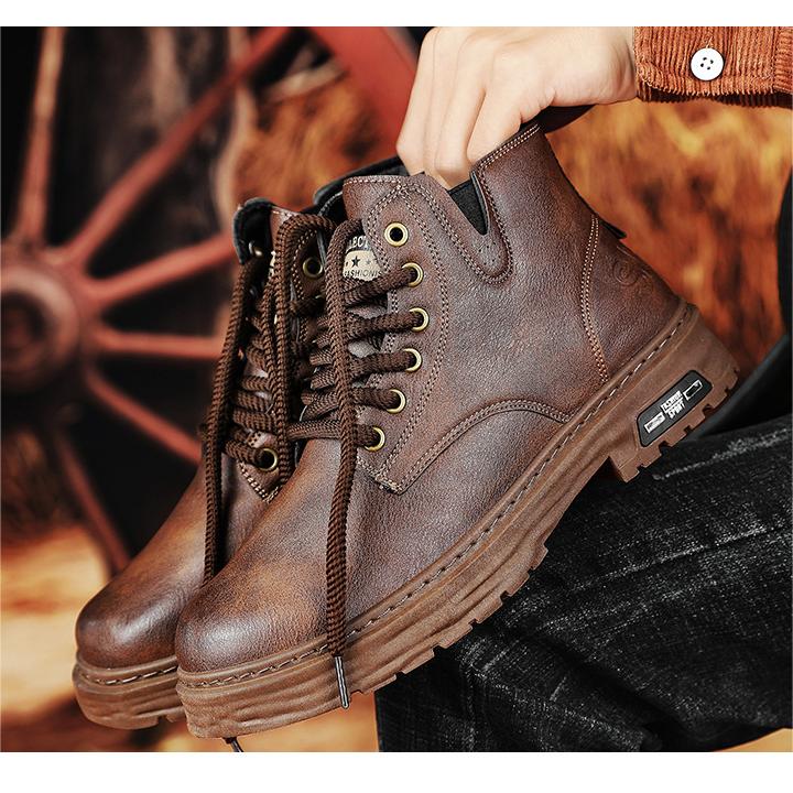 🔥New Year Hot Sale🔥Vintage PU leather lace-up boots for men
