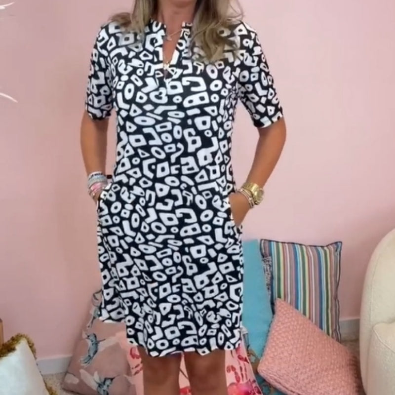 ✨Early Summer New✨Women's Casual Short Sleeve V-Neck Printed Dress