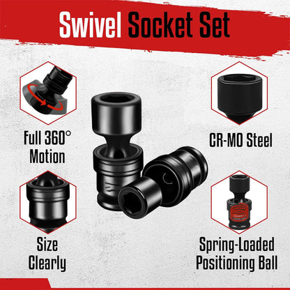 15pcs 3/8" Shallow Impact Universal Joint Socket Set