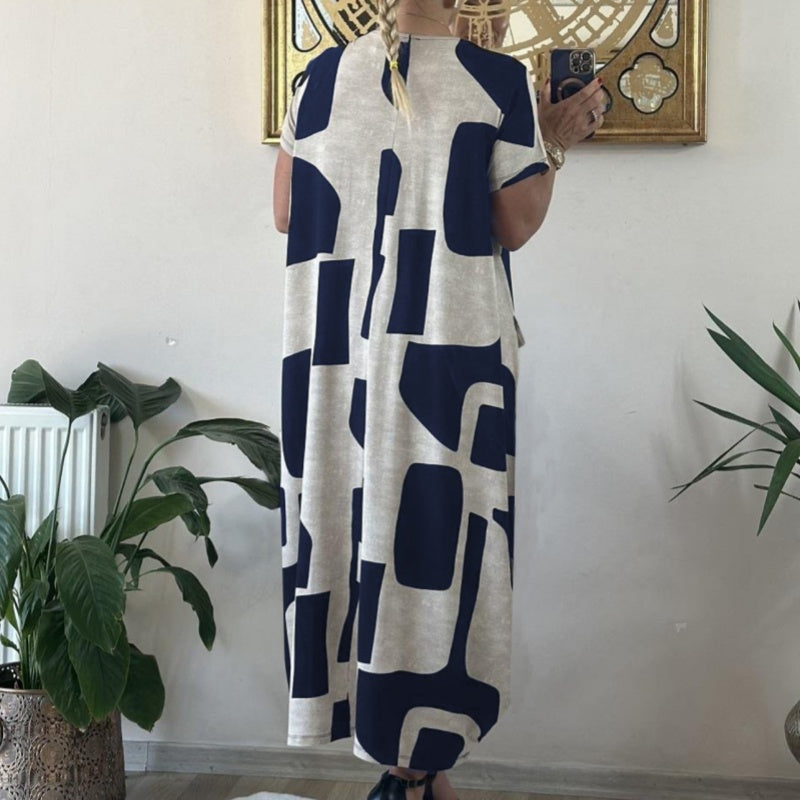 Women's Trendy Print Short Sleeve Loose Fit Dress