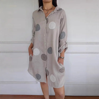 Women's Casual Printed Button-Down Shirt Dress