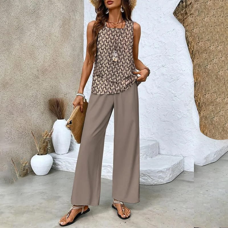 🌺Women's Trendy Print 2 Piece Outfits Sleeveless Top & Pants