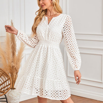 🌸Spring Specials🌸Women's V-Neck Long Sleeve Hollow Out Dress