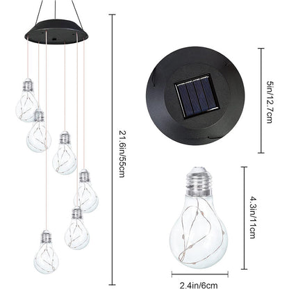 Colorful LED Solar-Powered Light Bulb Wind Chimes