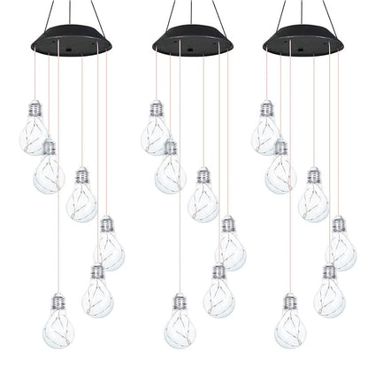Colorful LED Solar-Powered Light Bulb Wind Chimes