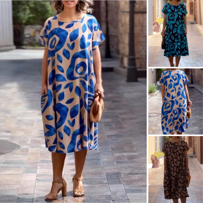 🌸👗 2025 New Round Neck Printed Dress