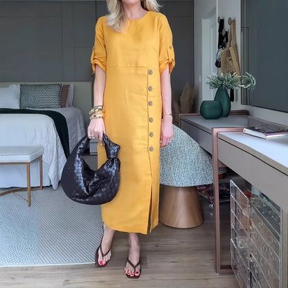 ⏳ Limited Time Hot Sale 50% OFF ✨Women's Button-Down Side Slit Maxi Dress