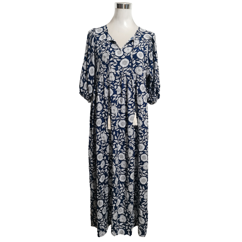 🌸Summer Sale -50% off🌸Women’s Elegant Floral Print V-Neck Long Dress