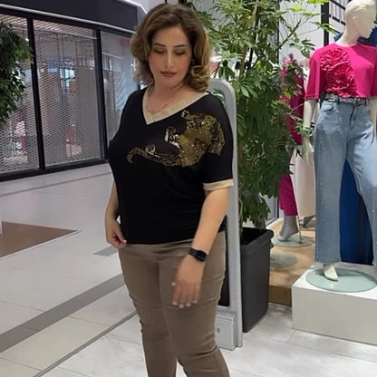 🌸Spring Specials💐 Women's Casual Elegant Printed V-Neck Top