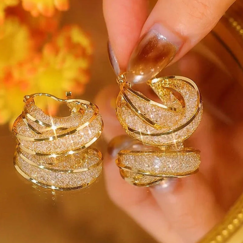 Sparkly Mesh Hoop Earrings
