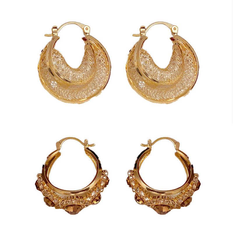 Vintage Round Metallic Statement Earrings