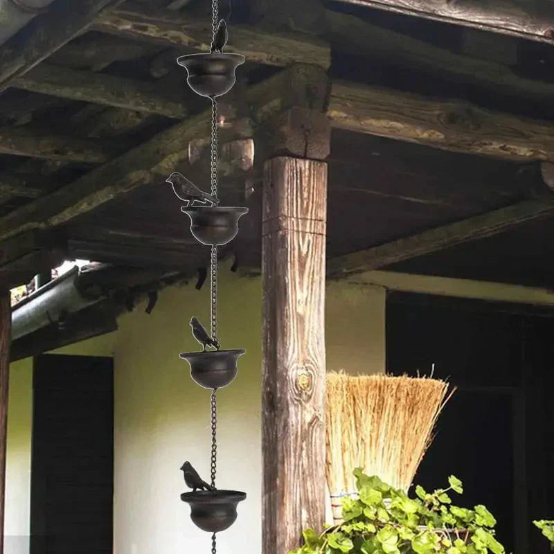 🔥Limited Time Sale 49% OFF🔥Where Rain Meets Art – Decorative Rain Chain with Bird Bath Design