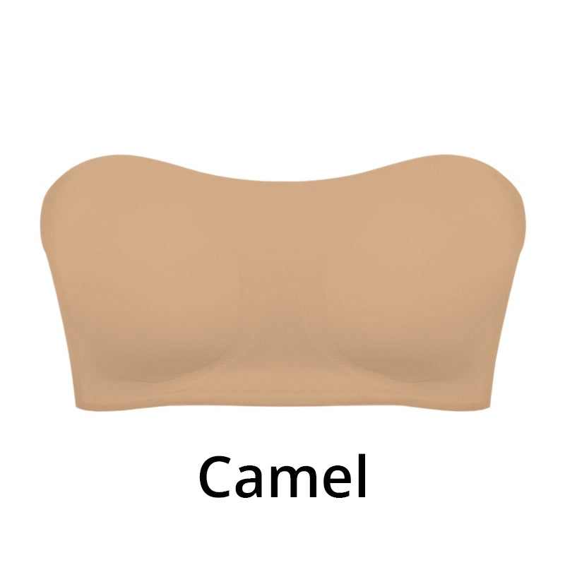 Women's Non-Slip Strapless Wireless Bra with Crossover Side Closure