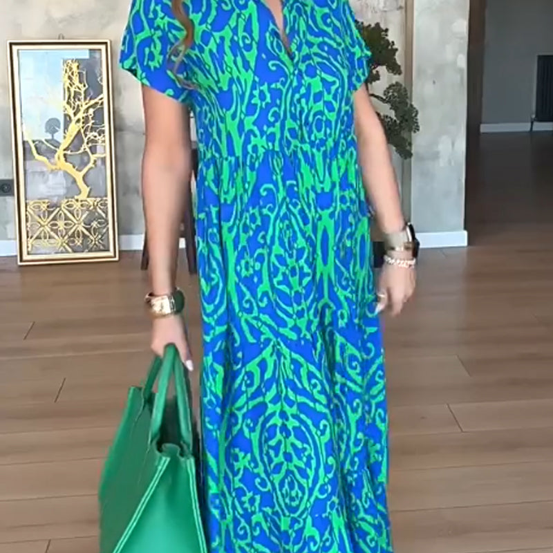 ⏰Time-limited Special💃Women's Casual Print A-Line Long Dress