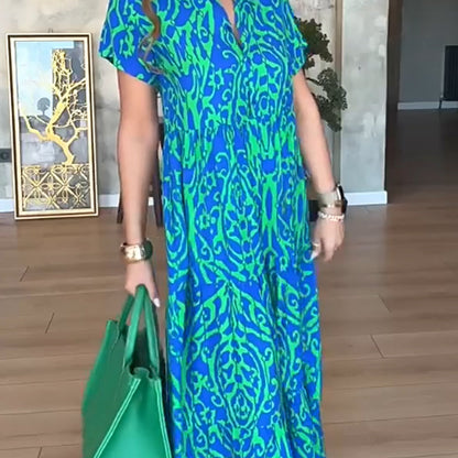 ⏰Time-limited Special💃Women's Casual Print A-Line Long Dress