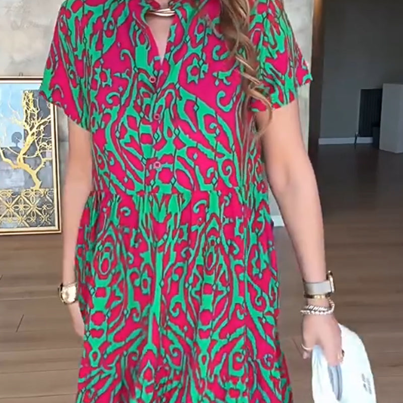 ⏰Time-limited Special💃Women's Casual Print A-Line Long Dress