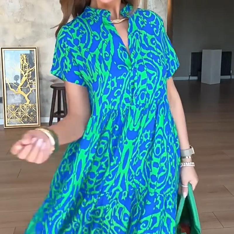⏰Time-limited Special💃Women's Casual Print A-Line Long Dress
