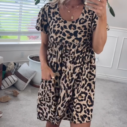 ⏳Time-limited Special⏰Women's Casual Leopard Print Mini Dress👗