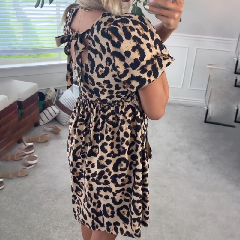 ⏳Time-limited Special⏰Women's Casual Leopard Print Mini Dress👗