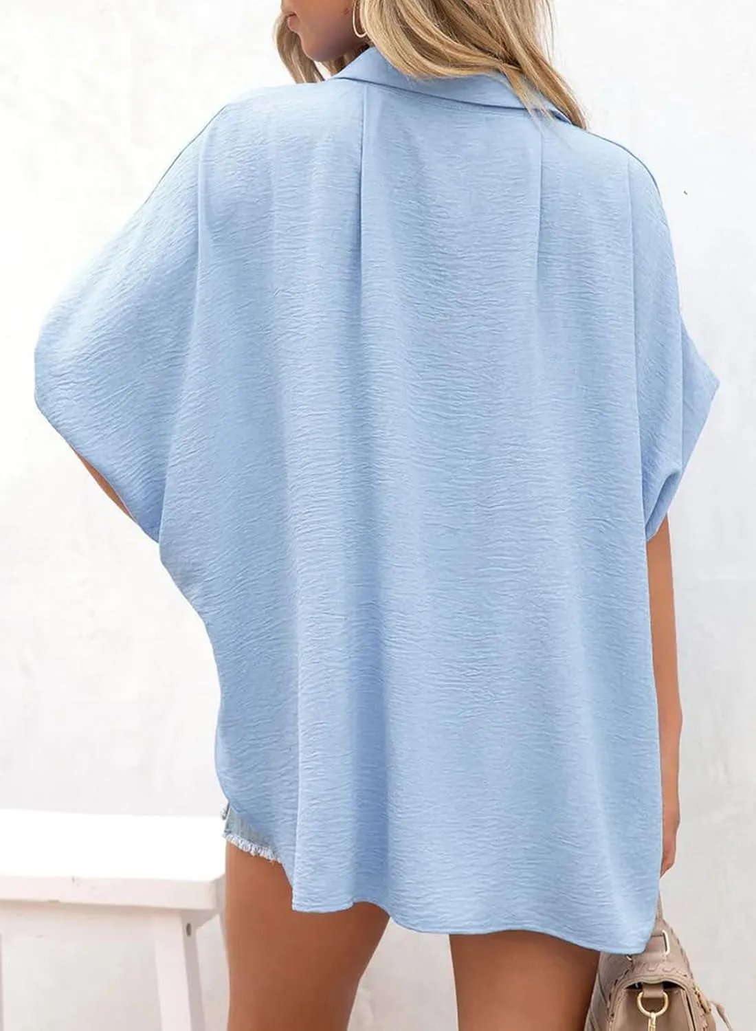 🔥Hot Sale 50% Off💥🎁Women's Loose Fit Casual Button Short Sleeve Shirt Tops
