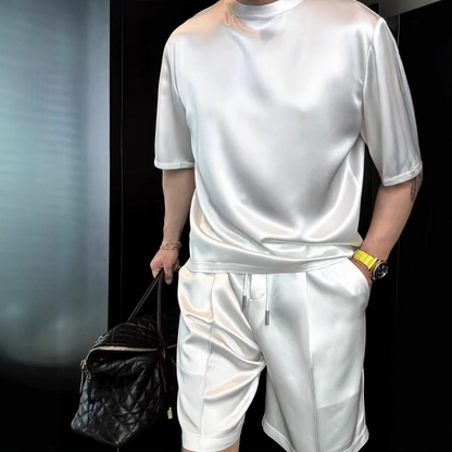 Men's Casual Solid Top & Shorts 2-Piece Set
