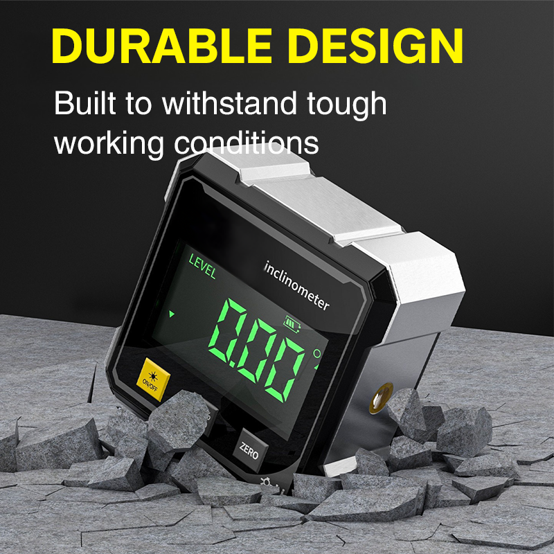 4-Side Magnetic Digital Angle Gauge with Laser