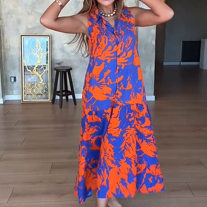 👗Women’s Fashion Print Sleeveless Maxi Dress | Island/Sunset is amazing! Printed maxi dress 🌅