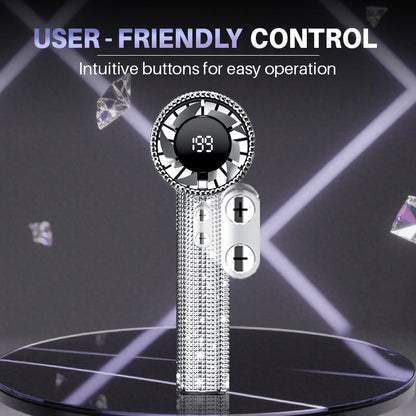 Hand fan with shiny rhinestones and high speed