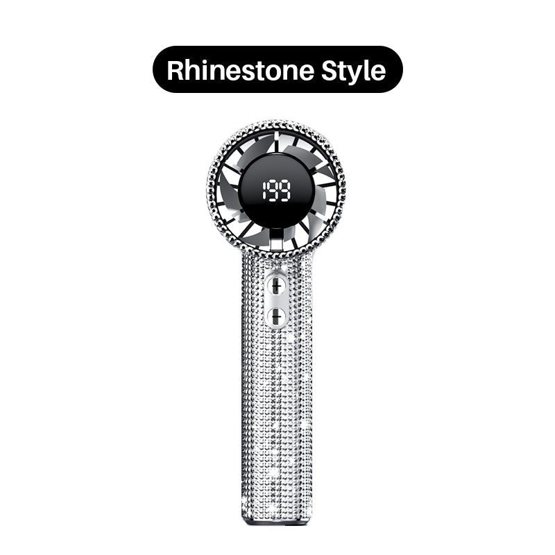 Hand fan with shiny rhinestones and high speed