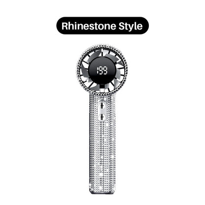 Hand fan with shiny rhinestones and high speed