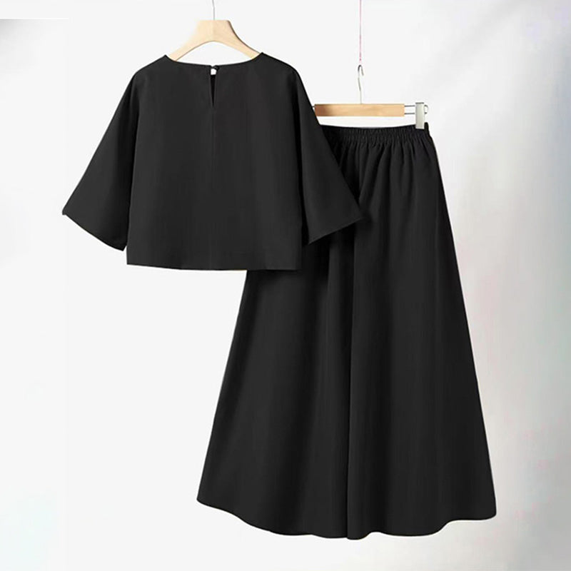 🎉2025 New Products Hot Sale✨Women's Casual Round Neck 3/4 Sleeve T-Shirt & Loose Pants 2-Piece Set