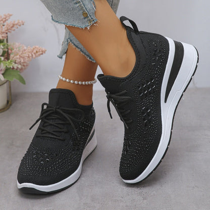 Rhinestones-Embellished Breathable Mesh Sneakers（50% OFF）