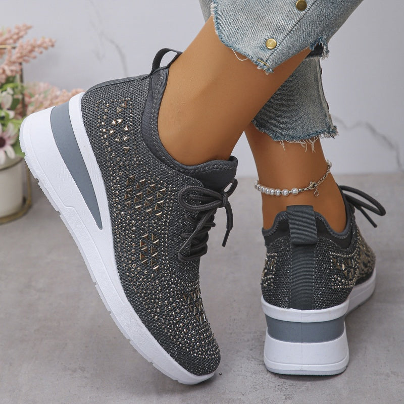 Rhinestones-Embellished Breathable Mesh Sneakers（50% OFF）