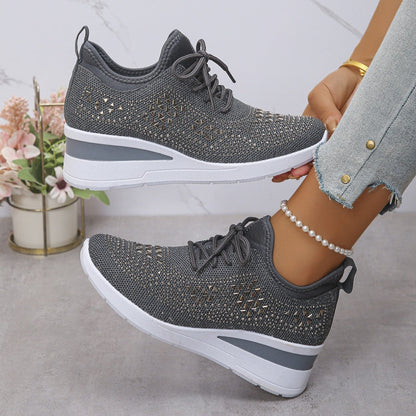 Rhinestones-Embellished Breathable Mesh Sneakers（50% OFF）