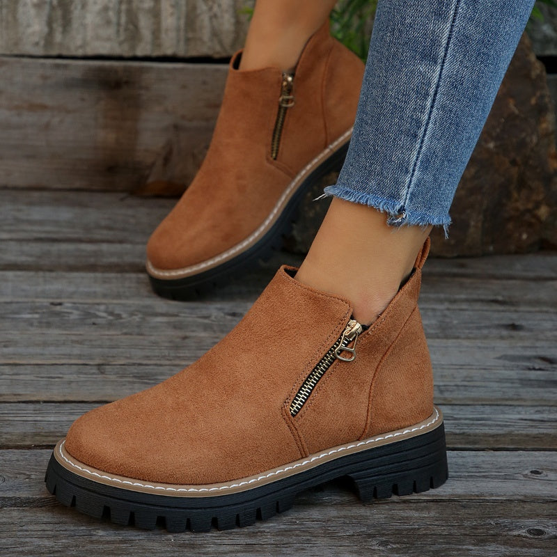 🎉2025 New Products Hot Sale✨Women's Round-Toe Ankle Boots with Side Zipper