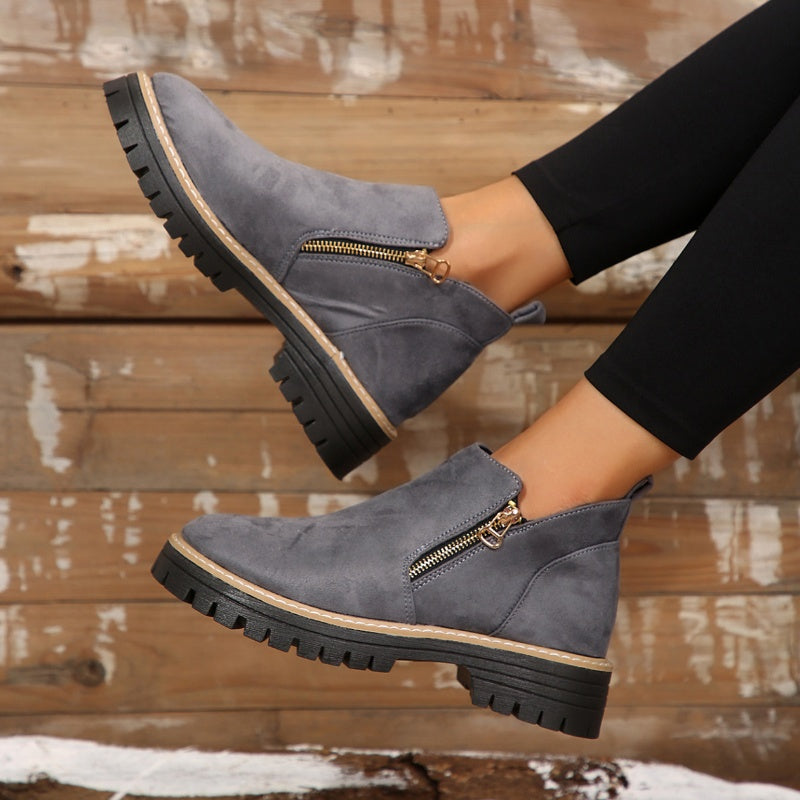 🎉2025 New Products Hot Sale✨Women's Round-Toe Ankle Boots with Side Zipper