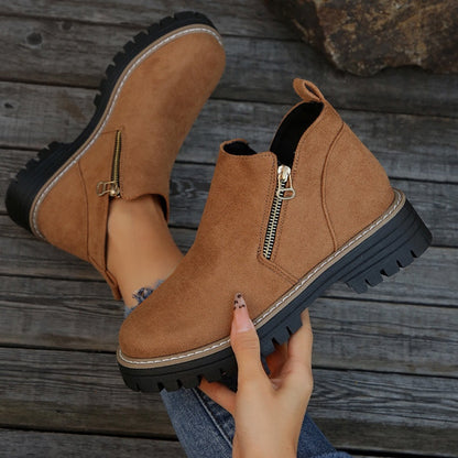 🎉2025 New Products Hot Sale✨Women's Round-Toe Ankle Boots with Side Zipper