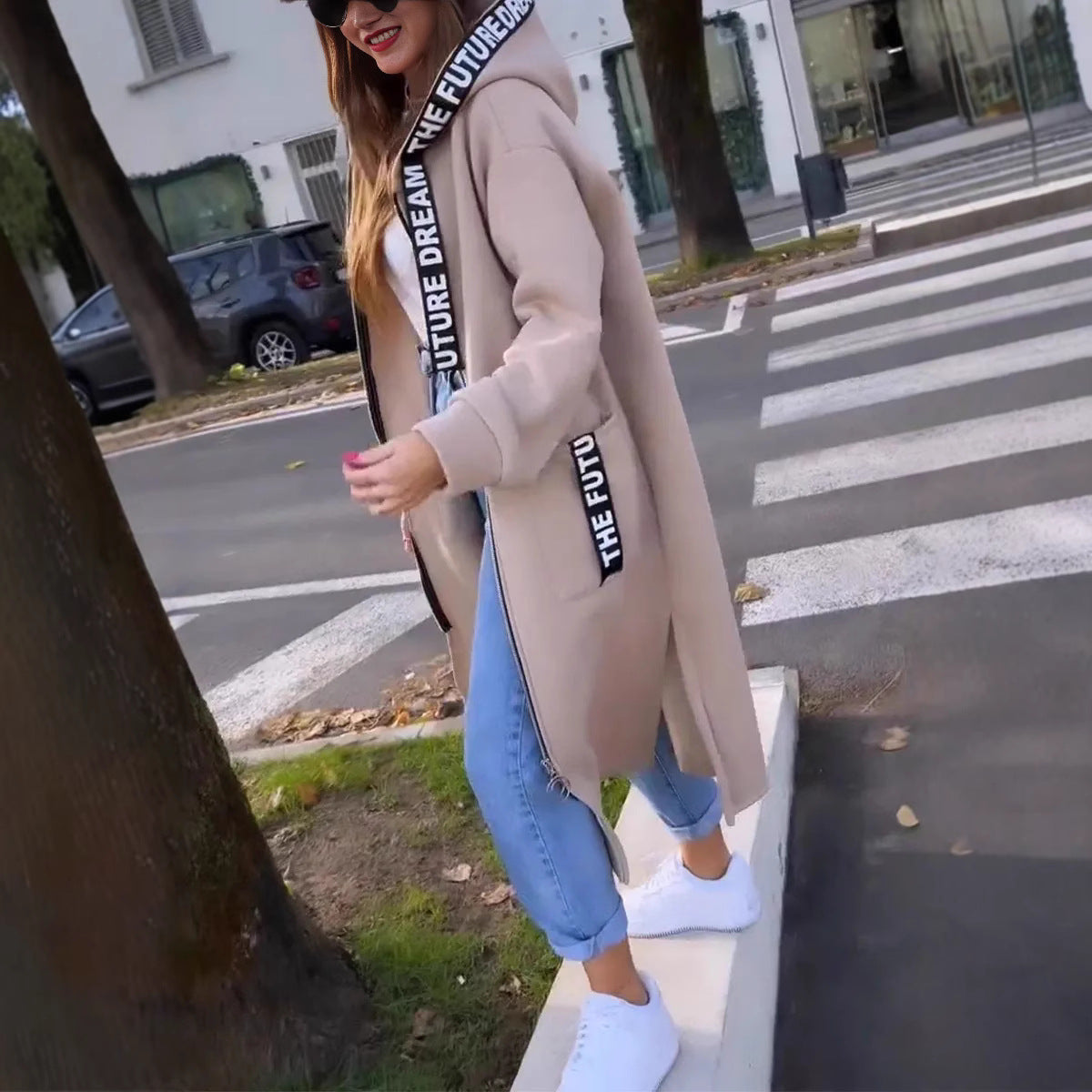 🧥Women's Hooded Long Sweatshirt – Cozy Layers for Cool Days