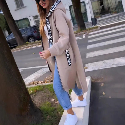 🧥Women's Hooded Long Sweatshirt – Cozy Layers for Cool Days