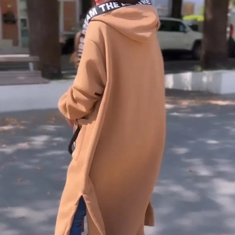 🧥Women's Hooded Long Sweatshirt – Cozy Layers for Cool Days