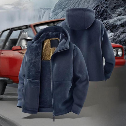 Men's Hooded Casual Warm Jacket with Zipper