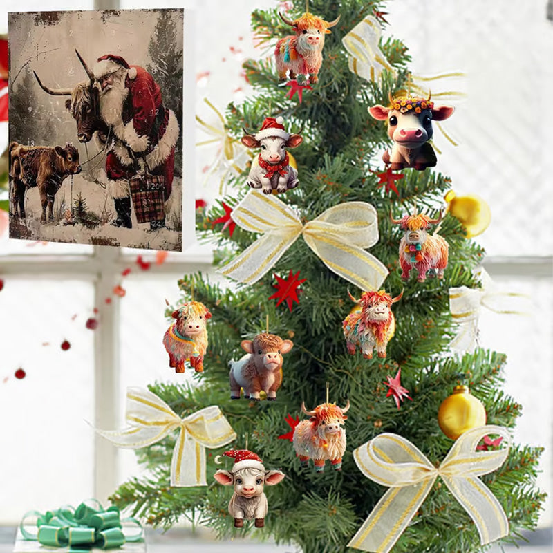Advent Calendar with Highland Cow Design
