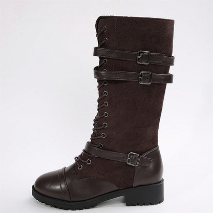 Vintage Combat Boots Women Buckle Detail