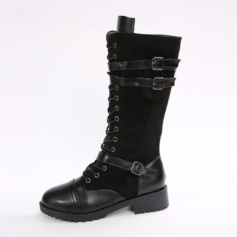 Vintage Combat Boots Women Buckle Detail