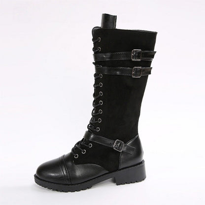 Vintage Combat Boots Women Buckle Detail