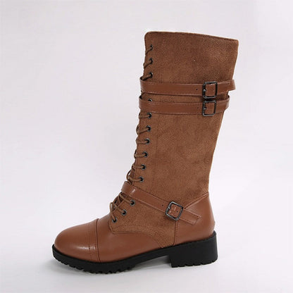 Vintage Combat Boots Women Buckle Detail