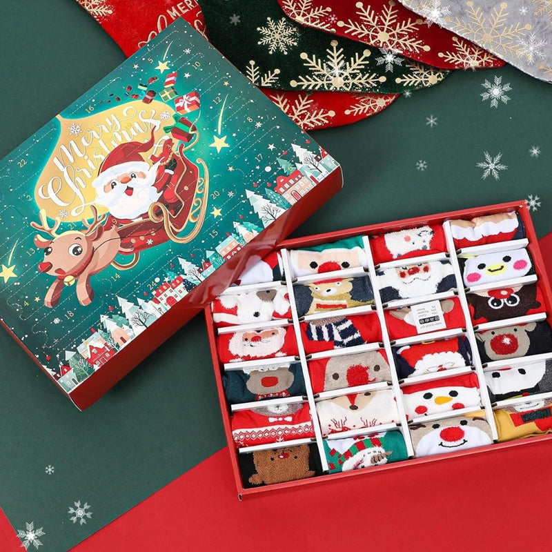 💖Christmas Sale 50% OFF🧦24 Pairs of Christmas Socks Advent Calendar For Children