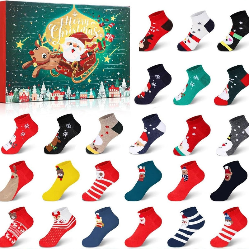 💖Christmas Sale 50% OFF🧦24 Pairs of Christmas Socks Advent Calendar For Children